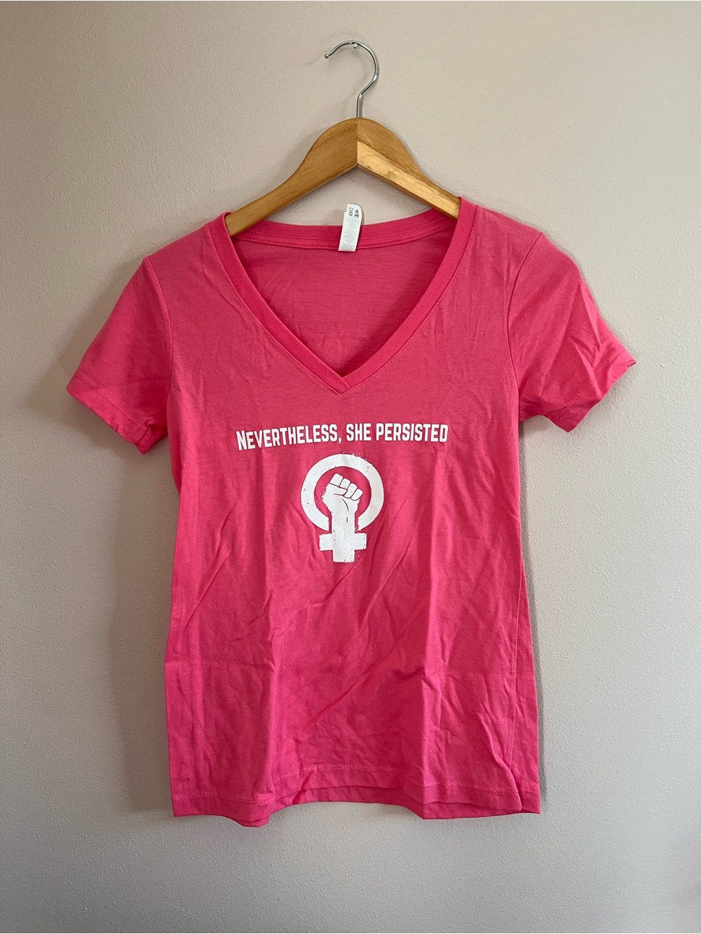 Next Level Apparel Pink V-Neck 'Nevertheless, She Persisted' Graphic Tee